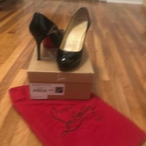 Christian Louboutin New Simple black patent 85mm heel in 38.5